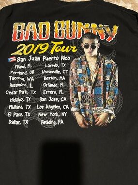 2019 Bad Bunny Tour Graphic Men’s Shirt - Black